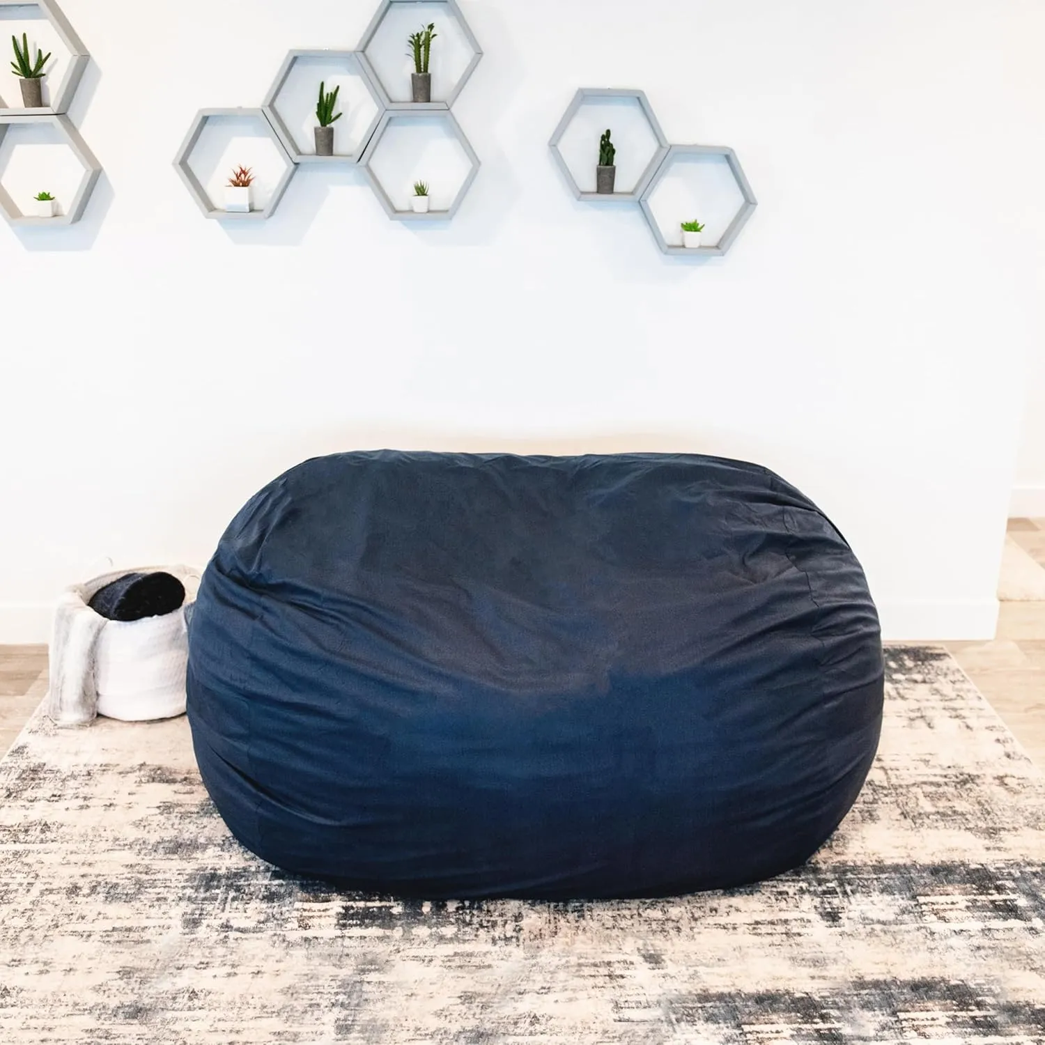 Big Joe Fuf XXL Foam Filled Bean Bag Chair with Removable Cover, Cobalt Lenox, Durable Woven Polyester, 6 feet Giant