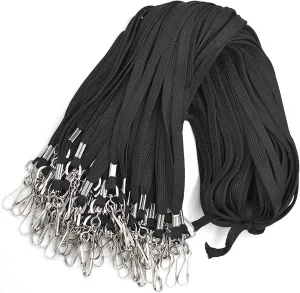 Bird Fiy Black Lanyard 32" Flat Lanyards with Swivel Hook Attachment (Black)
