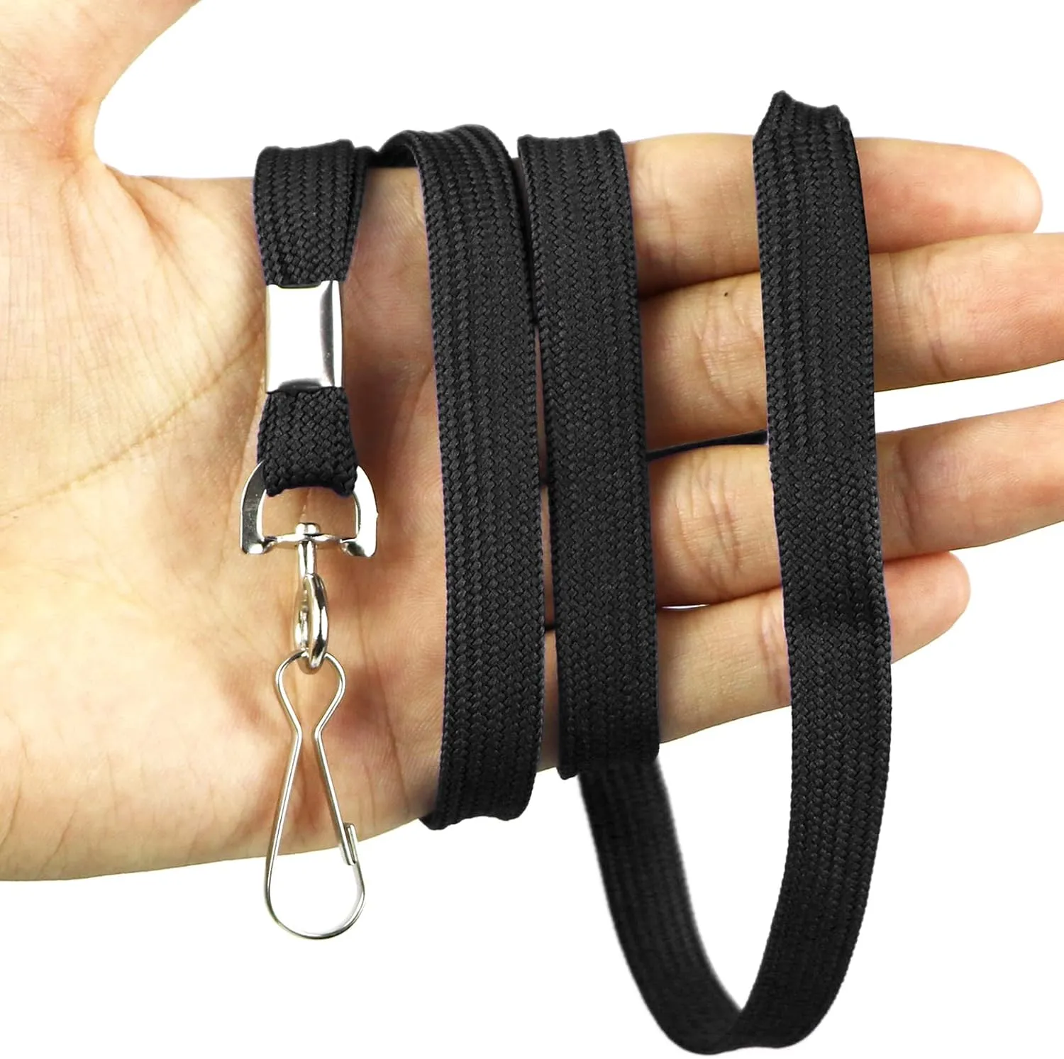 Bird Fiy Black Lanyard 32" Flat Lanyards with Swivel Hook Attachment (Black)