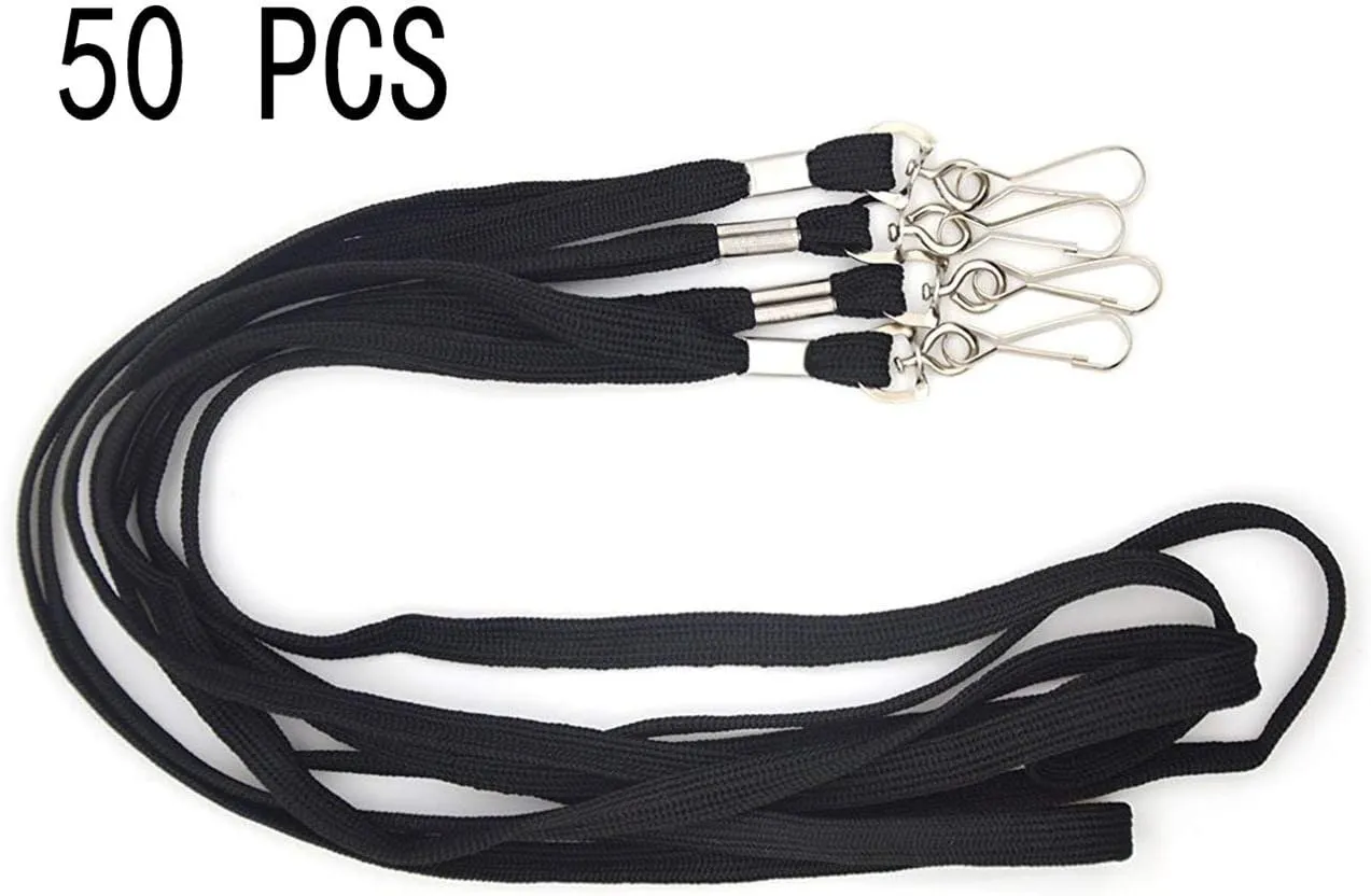 Bird Fiy Black Lanyard 32" Flat Lanyards with Swivel Hook Attachment (Black)