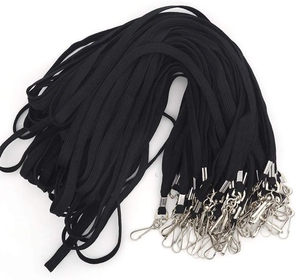 Bird Fiy Black Lanyard 32" Flat Lanyards with Swivel Hook Attachment (Black)