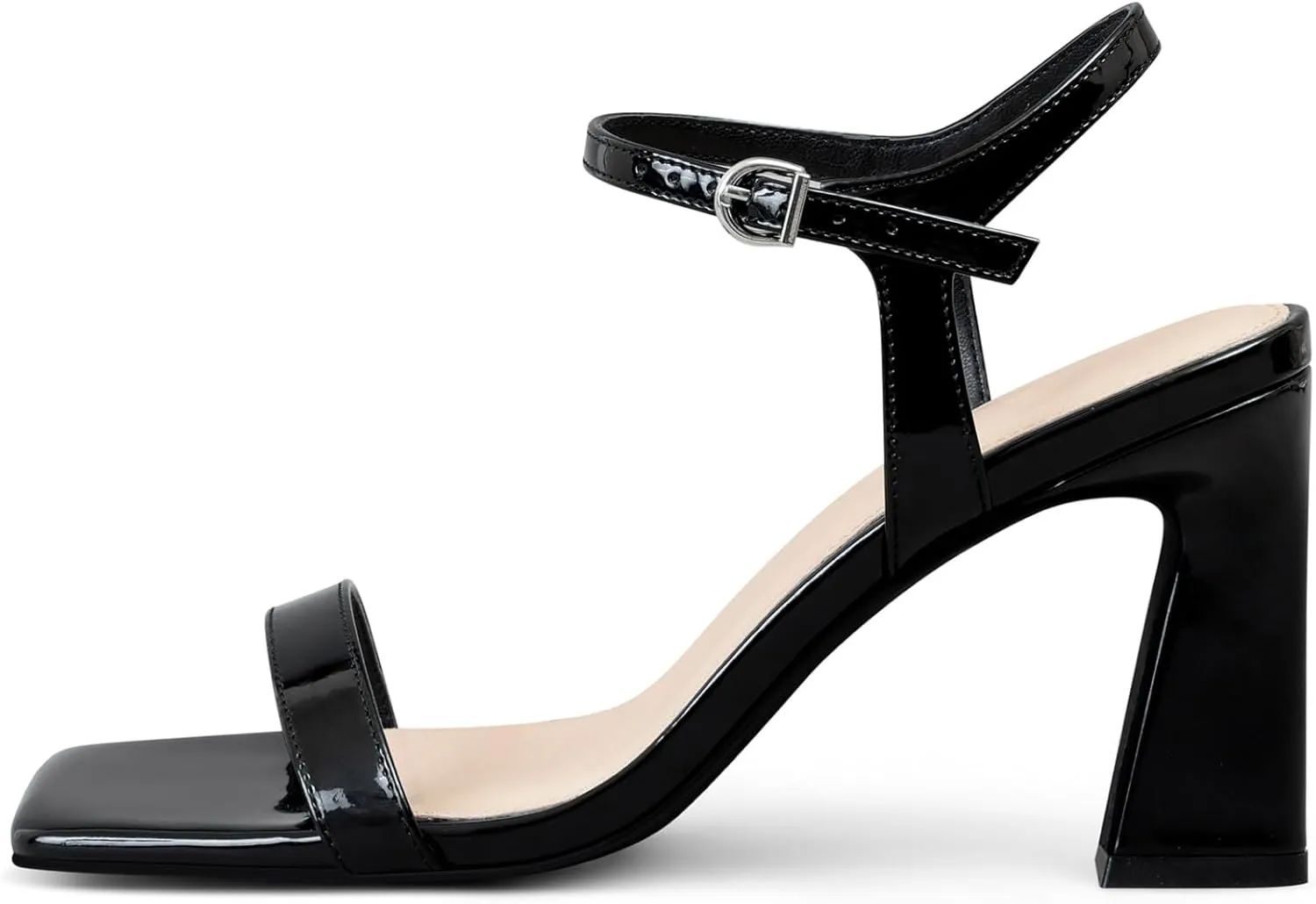 Block Heels for Women - Strappy Chunky Heels Square Open Toe and Ankle Strap Women's Heeled Sandals for Weddings
