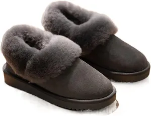 Boots For Women Winter light snow boots Women's waterproof sheepskin leather natural wool fur lined ankle warm flat shoes