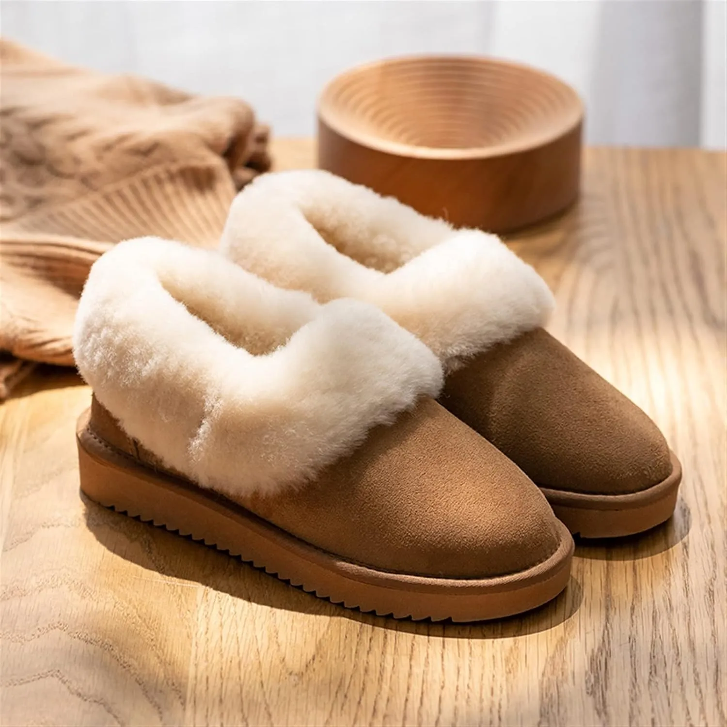 Boots For Women Winter light snow boots Women's waterproof sheepskin leather natural wool fur lined ankle warm flat shoes