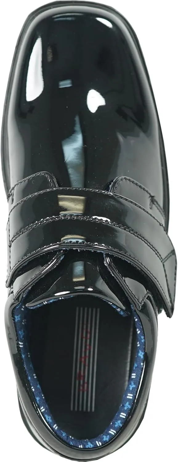 bravo! Boy Classic Slip-on Loafer and Lace-up Oxford William Kid Dress Shoe School Uniform with Removable Insole and Square Toe Black Brown Black Patent
