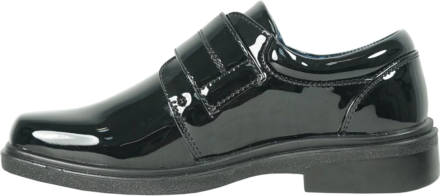 bravo! Boy Classic Slip-on Loafer and Lace-up Oxford William Kid Dress Shoe School Uniform with Removable Insole and Square Toe Black Brown Black Patent