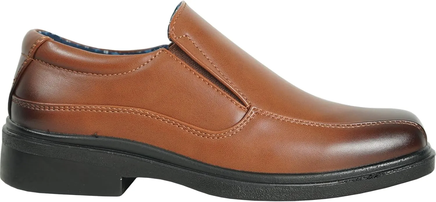bravo! Boy Classic Slip-on Loafer and Lace-up Oxford William Kid Dress Shoe School Uniform with Removable Insole and Square Toe Black Brown Black Patent
