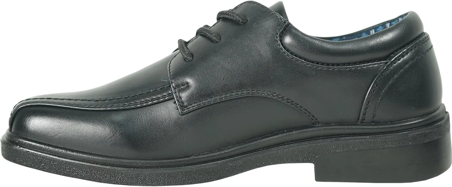 bravo! Boy Classic Slip-on Loafer and Lace-up Oxford William Kid Dress Shoe School Uniform with Removable Insole and Square Toe Black Brown Black Patent