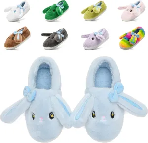Bunny Cute Toddler Slippers for Girls Women, Fluffy Warm House Slippers for Kids Indoor Outdoor, Non Slip Comfy Memory Foam Closed Back Home Shoes