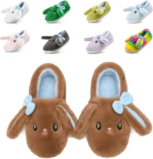 Bunny Cute Toddler Slippers for Girls Women, Fluffy Warm House Slippers for Kids Indoor Outdoor, Non Slip Comfy Memory Foam Closed Back Home Shoes