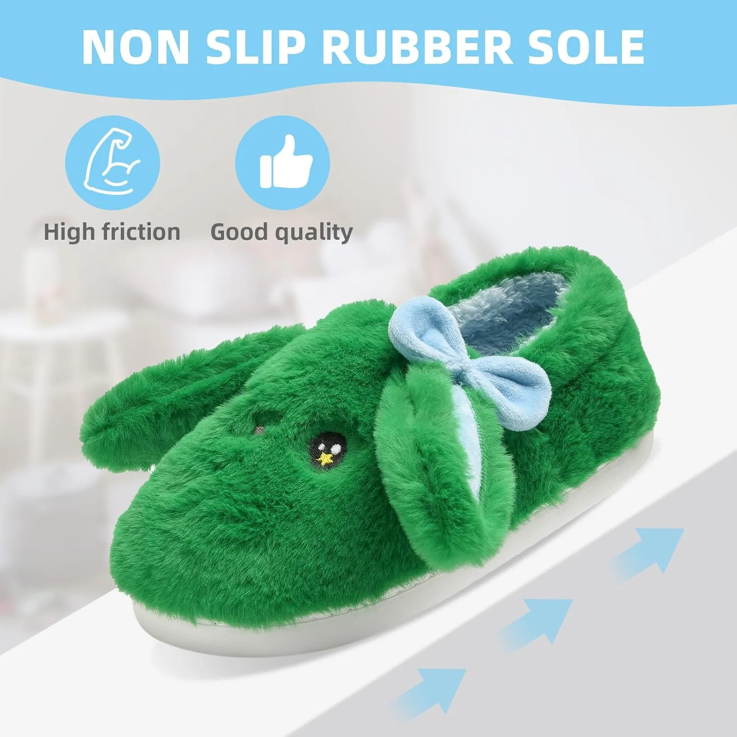 Bunny Cute Toddler Slippers for Girls Women, Fluffy Warm House Slippers for Kids Indoor Outdoor, Non Slip Comfy Memory Foam Closed Back Home Shoes