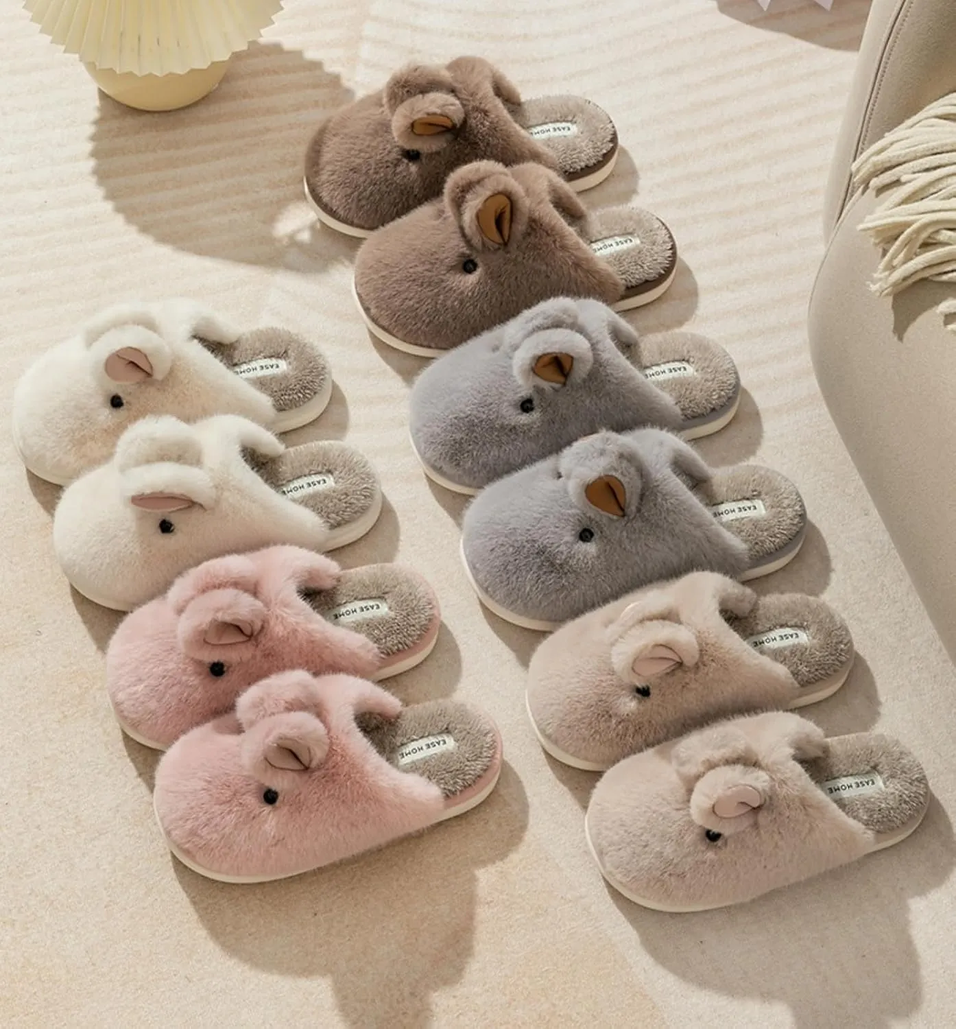 Bunny Slippers Cute Women Men Cozy Plush Couples Slipper Fuzzy Fall Winter Warm Home Footwear Animal Rabbit Memory Foam Indoor Non Slip Shoes