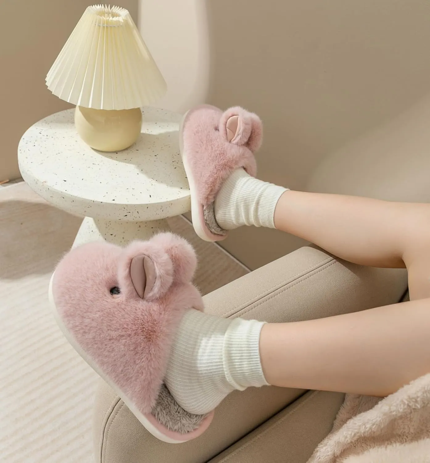 Bunny Slippers Cute Women Men Cozy Plush Couples Slipper Fuzzy Fall Winter Warm Home Footwear Animal Rabbit Memory Foam Indoor Non Slip Shoes