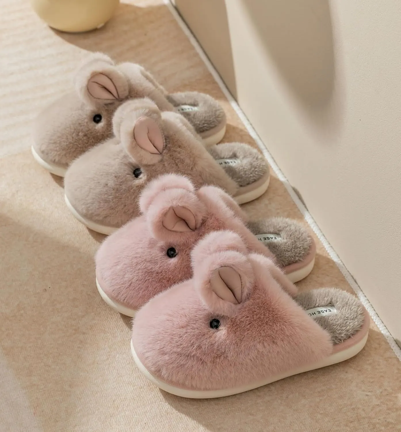 Bunny Slippers Cute Women Men Cozy Plush Couples Slipper Fuzzy Fall Winter Warm Home Footwear Animal Rabbit Memory Foam Indoor Non Slip Shoes