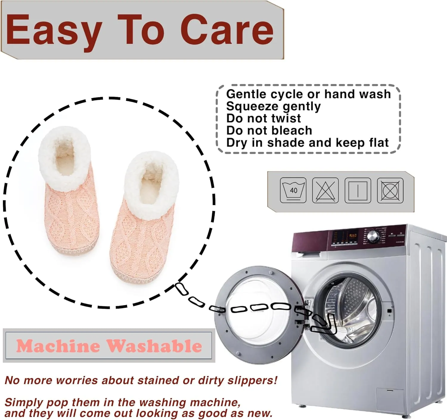 Cable Knit House Slippers for Women Indoor, Sherpa Fleece Lined Soft Loafer Shoes, Winter Warm Fluffy Bedroom Fuzzy Socks Non-slip Grippers, Cozy Gifts Unique