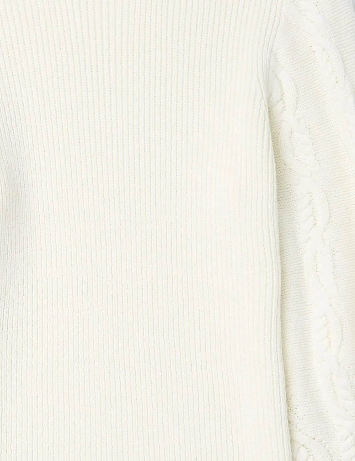 Cable Stitch Women's Cable Sleeve Ribbed Sweater - Mock Neck Long Blouson Lantern Sleeve Pullover Top
