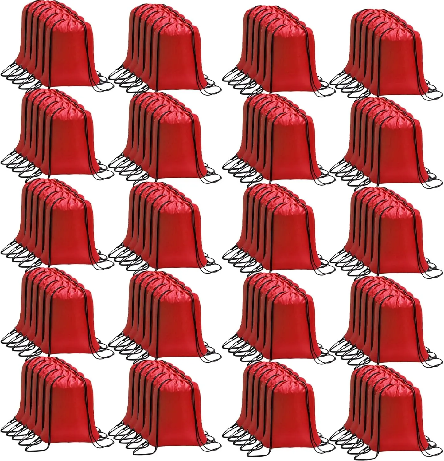 CAIHONG 100 Pack Drawstring Bags Bulk, Red Bulk Drawstring Backpacks Cinch Snack Gym Draw String Bags for Women Men (Red,100Pcs)