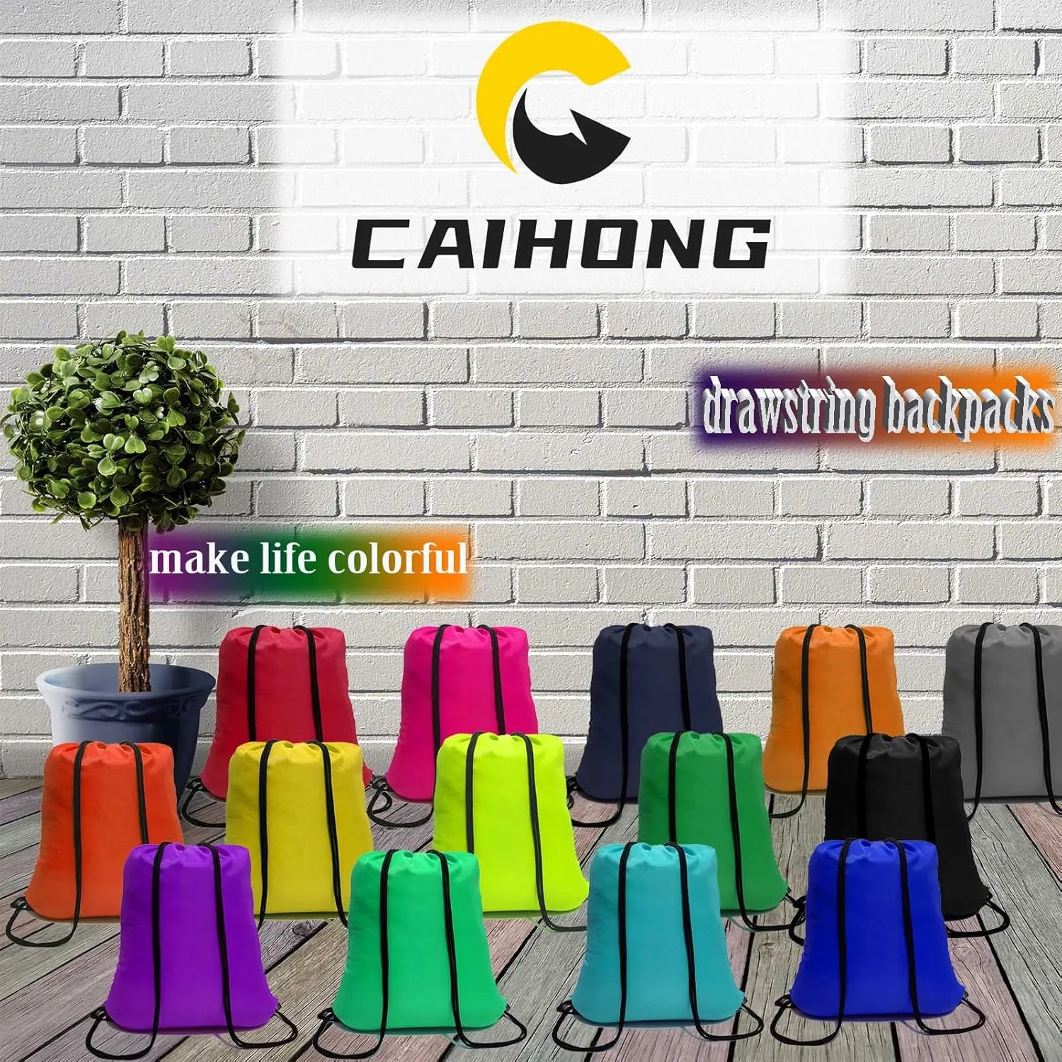 CAIHONG 100 Pack Drawstring Bags Bulk, Red Bulk Drawstring Backpacks Cinch Snack Gym Draw String Bags for Women Men (Red,100Pcs)