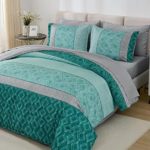 California King Comforter Set Size, Teal Cal King Bed in a Bag Boho Bedding Sets 7 Pieces Striped Oversized Bed Set with Comforters, Sheets, Pillowcases & Shams for Summer Spring
