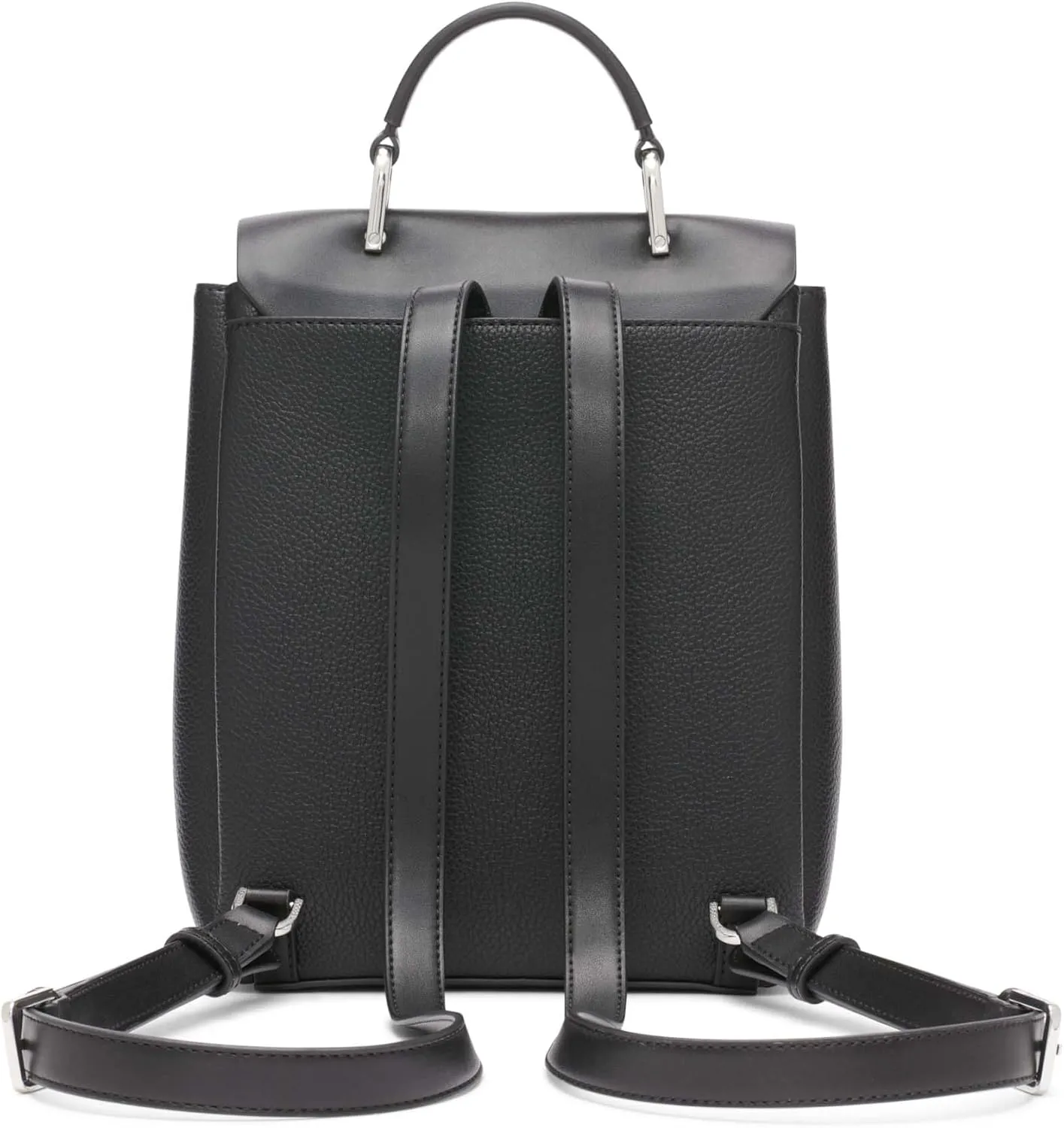 Calvin Klein Clove Triple Compartment Flap Backpack, Black/Silver, One Size