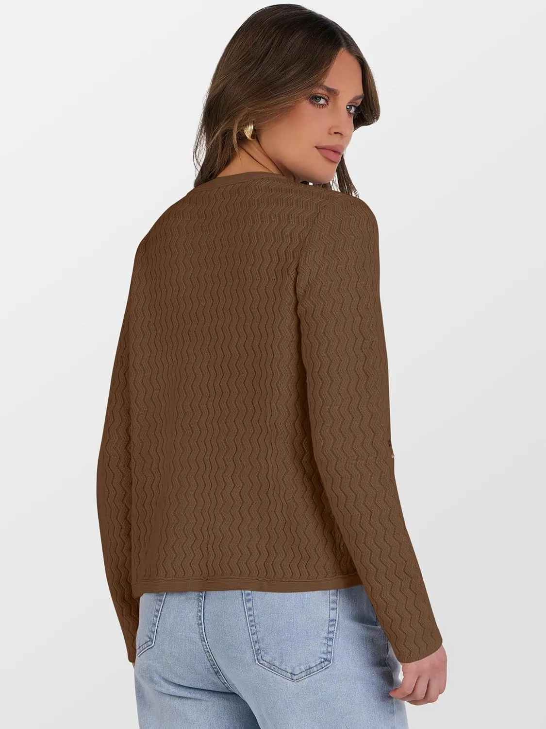 Caracilia Women's Cropped Cardigan Sweaters Open Front Button Down Dressy Casual Classic Knit Lady Jackets Spring Outerwear