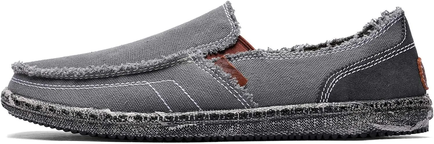CASMAG Men's Casual Cloth Shoes Canvas Slip on Loafers Leisure Vintage Flat Boat Shoes
