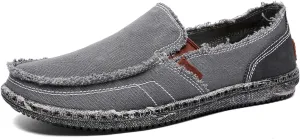 CASMAG Men's Casual Cloth Shoes Canvas Slip on Loafers Leisure Vintage Flat Boat Shoes