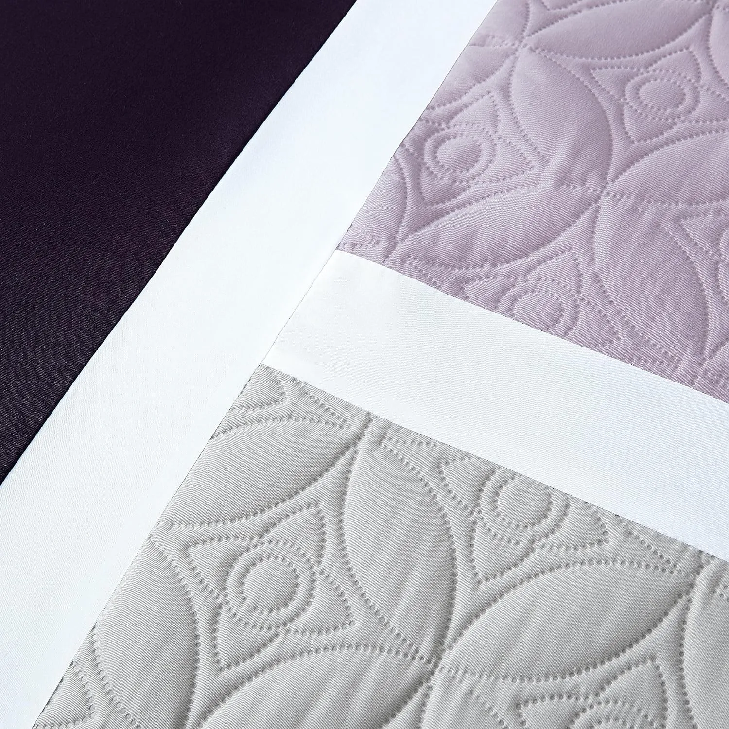 Chezmoi Collection Bernard 7-Piece Queen Bed in a Bag Comforter Set with Sheets - Lightweight Comforter Lavender Purple Gray Patchwork Quilted Medallion Bedding Set for All Season