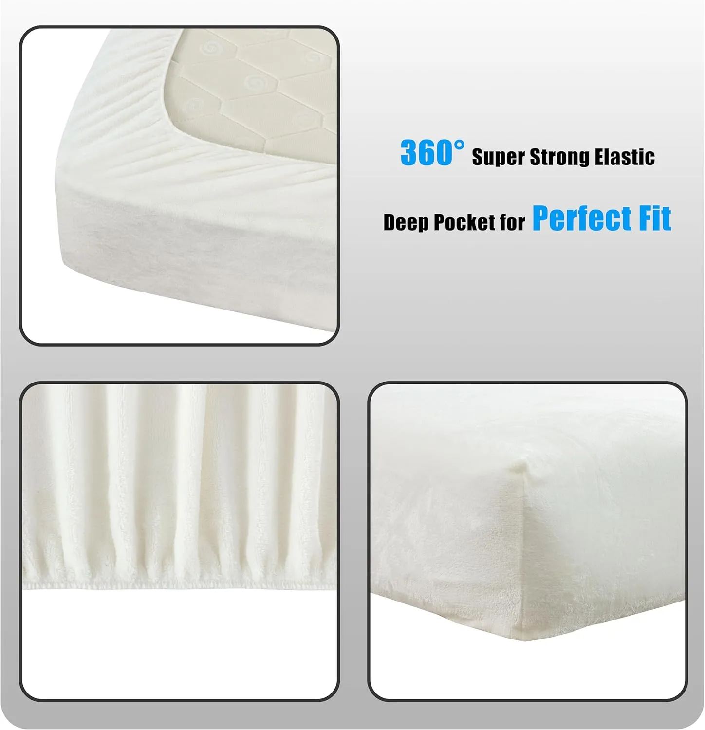 Chezmoi Collection Extra Soft Fleece Sheet Set Queen, Microplush Non-Pilling Velvety Bed Sheet, Deep Pocket - Lightweight All Season Warmth, Queen, Dove White