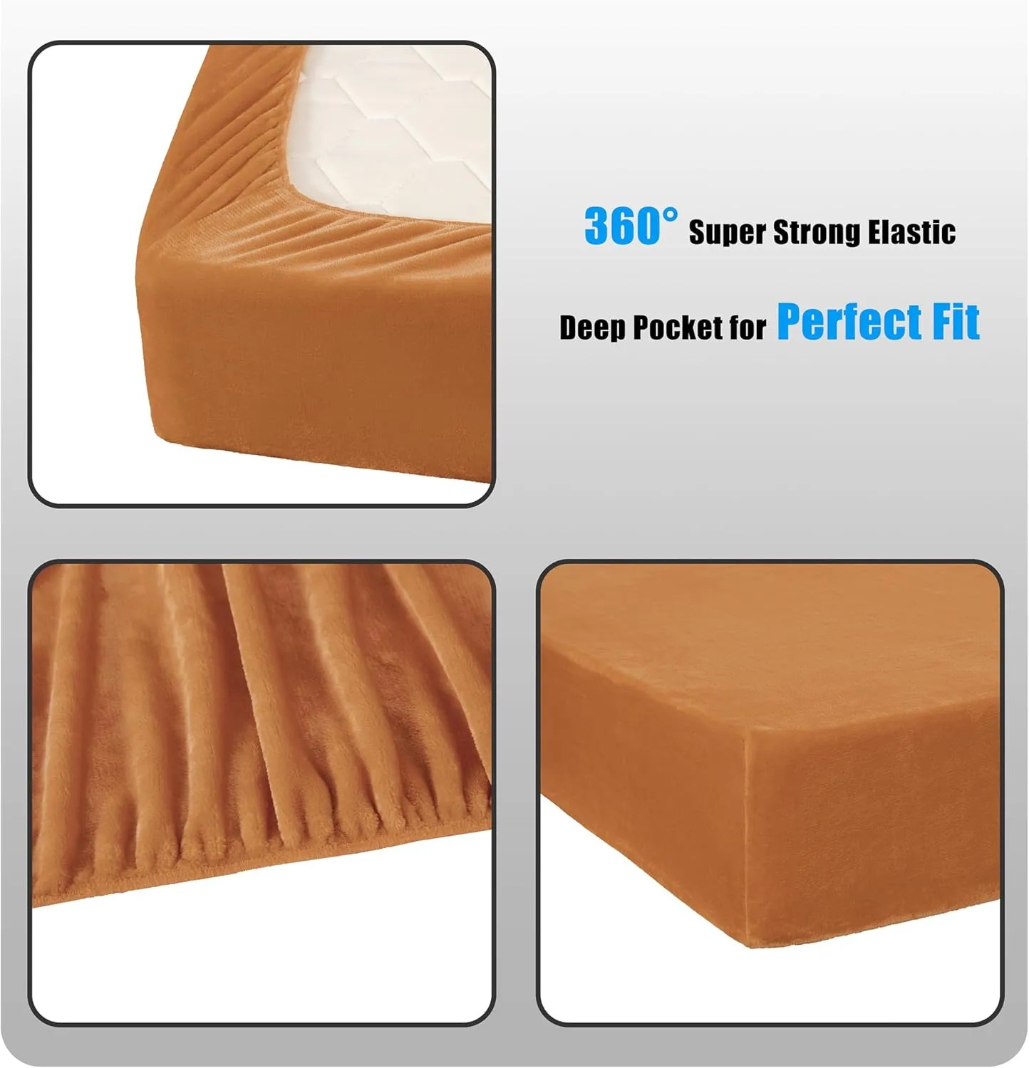Chezmoi Collection Extra Soft Fleece Sheet Set Queen, Microplush Non-Pilling Velvety Bed Sheet, Deep Pocket - Lightweight All Season Warmth, Queen, Marigold