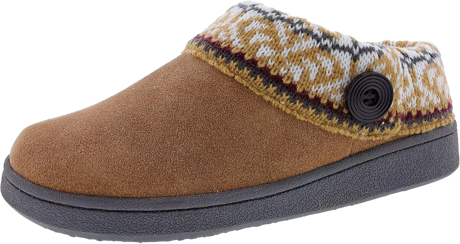 Clarks Amanda Cognac Fur Lining Details Flat Indoor Outdoor Clog Spring Slippers (Cognac Pattern, 7)