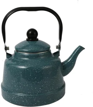 Classic Enamel Tea Pot for Stovetop, Vintage Tea Kettle with Dots Pattern, Even Heating & Quick Boil(9,2.5L)