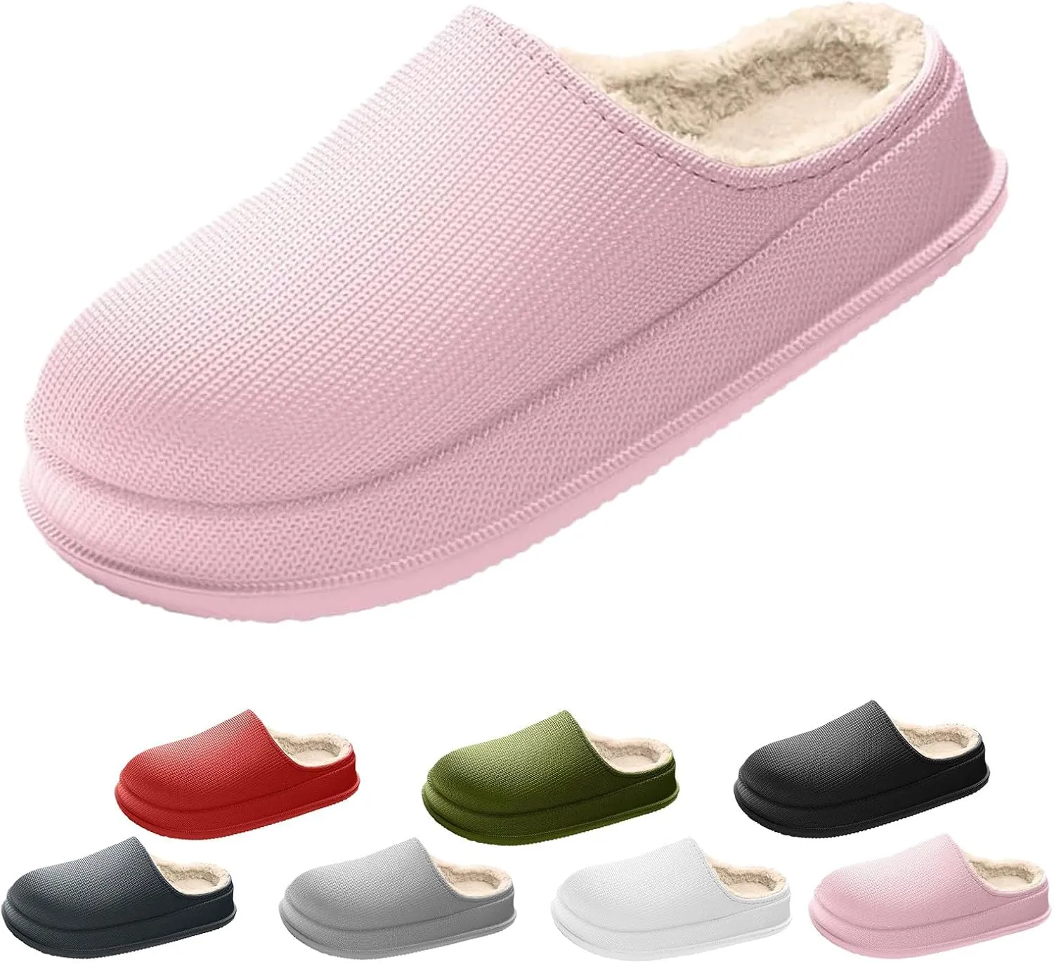 Cloud Slippers for Women, Pillow Warm Fluffy Cushioned Thick Sole House Shoes Anti-Skid Cozy Plush Slides
