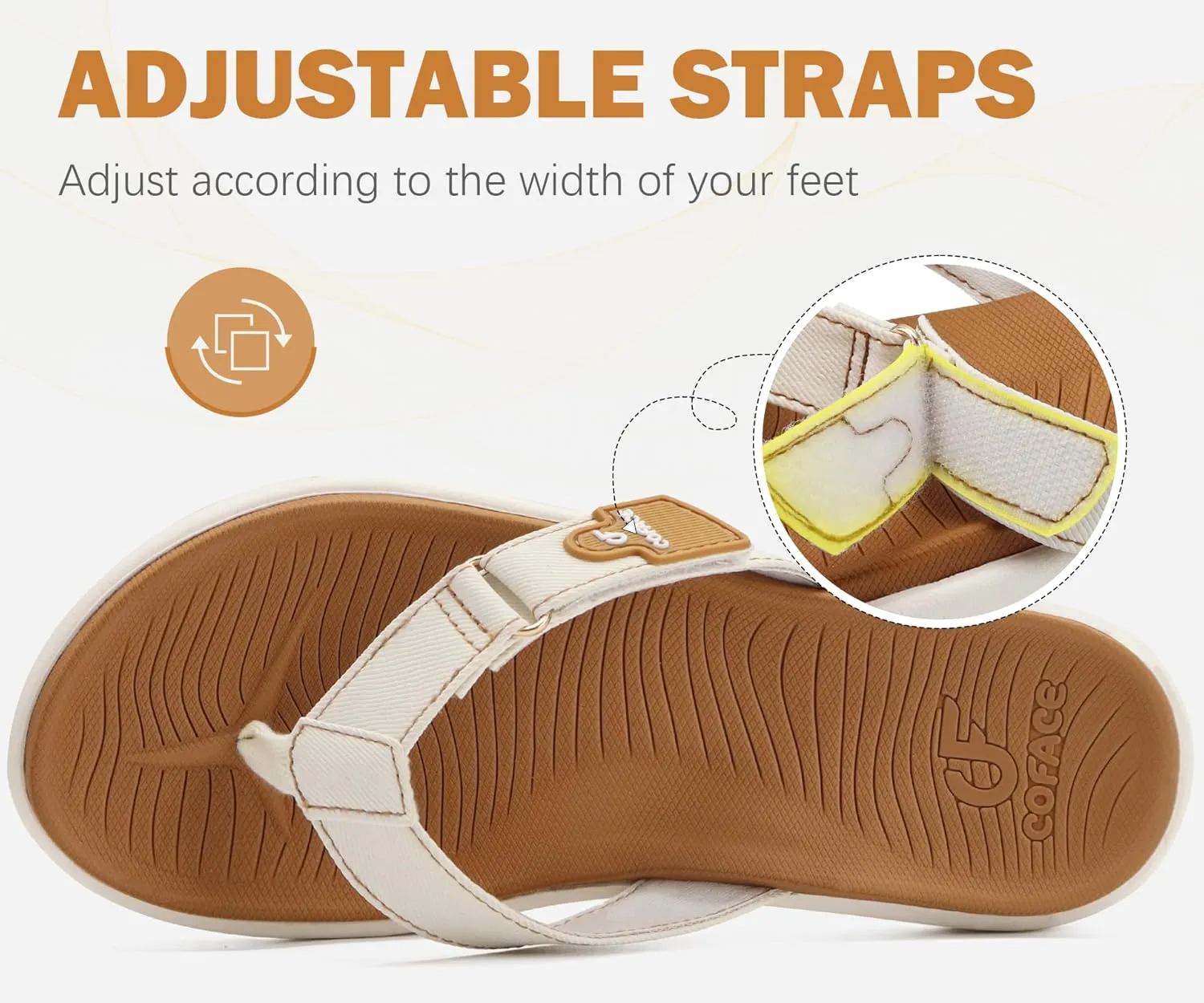 COFACE Flip Flops for Women with Arch Support Beach Thong Sandals for Woman Adjustable Fashion Orthopedic Sandal Outdoor