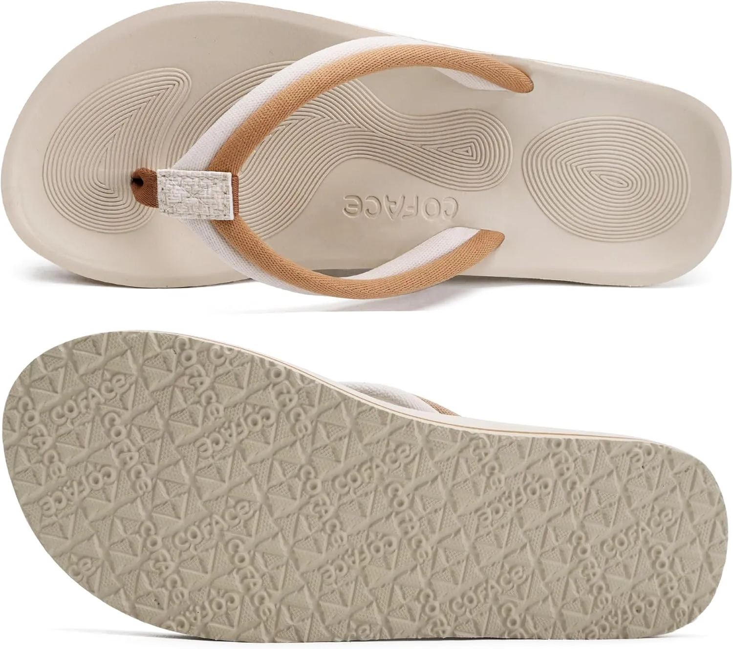 COFACE Flip Flops For Women with Arch Support Comfortable Woman Thong-Sandals Yoga Mat Lightweight Orthopedic Womens Flip-Flop