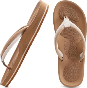 COFACE Flip Flops For Women with Arch Support Comfortable Woman Thong-Sandals Yoga Mat Lightweight Orthopedic Womens Flip-Flop