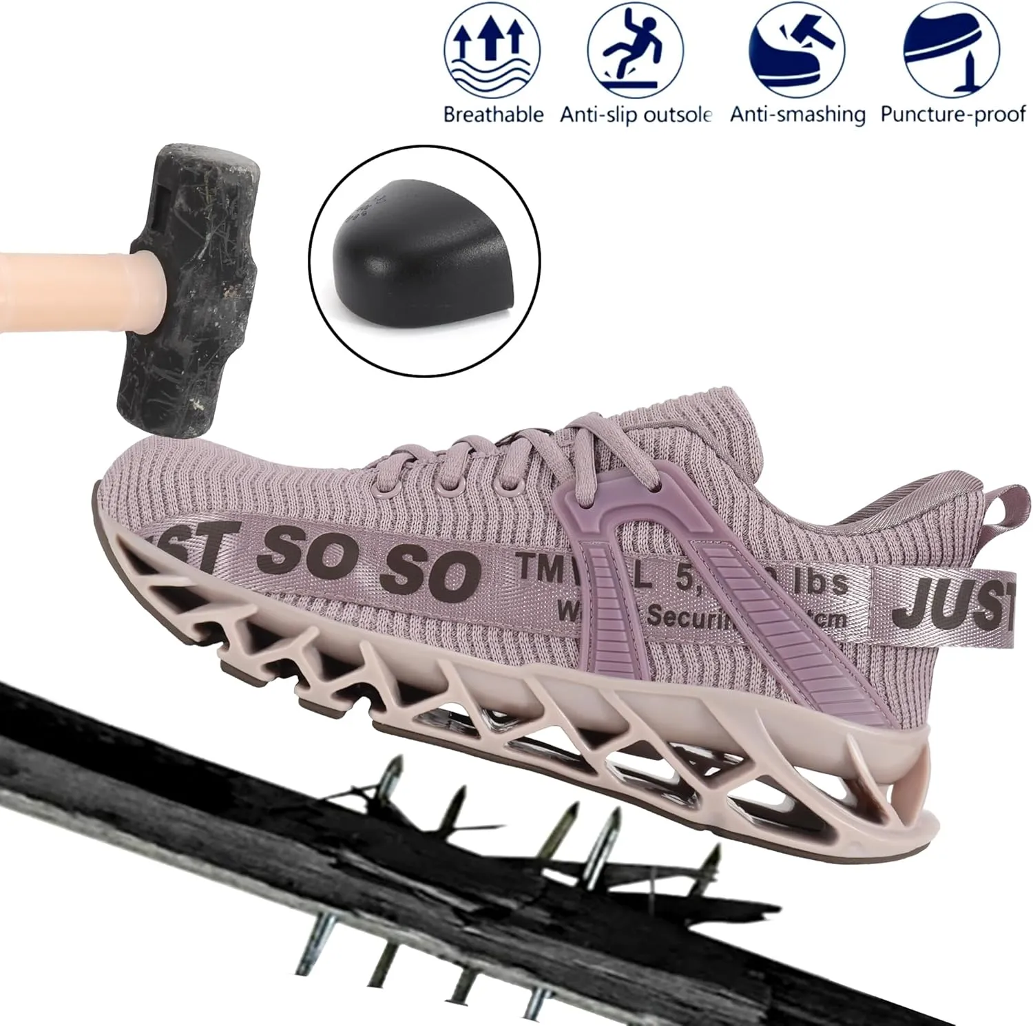 COKAFIL Steel Toe Shoes for Men Women Slip On Work Safety Cap Sneakers Comfortable Puncture Proof Slip Resistant Shoes