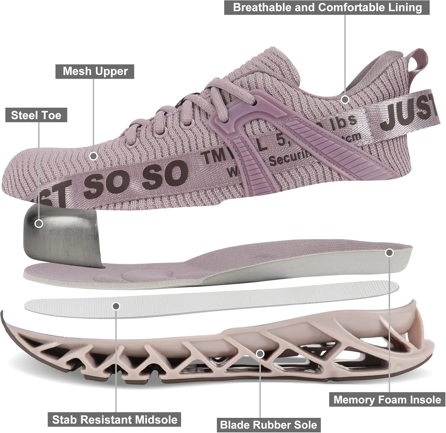 COKAFIL Steel Toe Shoes for Men Women Slip On Work Safety Cap Sneakers Comfortable Puncture Proof Slip Resistant Shoes
