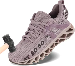 COKAFIL Steel Toe Shoes for Men Women Slip On Work Safety Cap Sneakers Comfortable Puncture Proof Slip Resistant Shoes