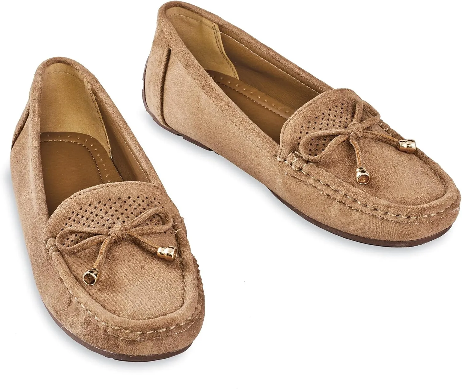 Collections Etc Stylish Microsuede Tassel Tie Cut-Out Pattern Moccasins