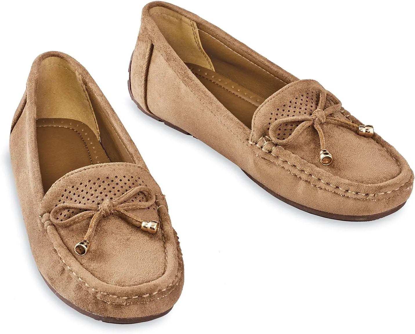 Collections Etc Stylish Microsuede Tassel Tie Cut-Out Pattern Moccasins