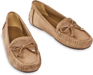 Collections Etc Stylish Microsuede Tassel Tie Cut-Out Pattern Moccasins