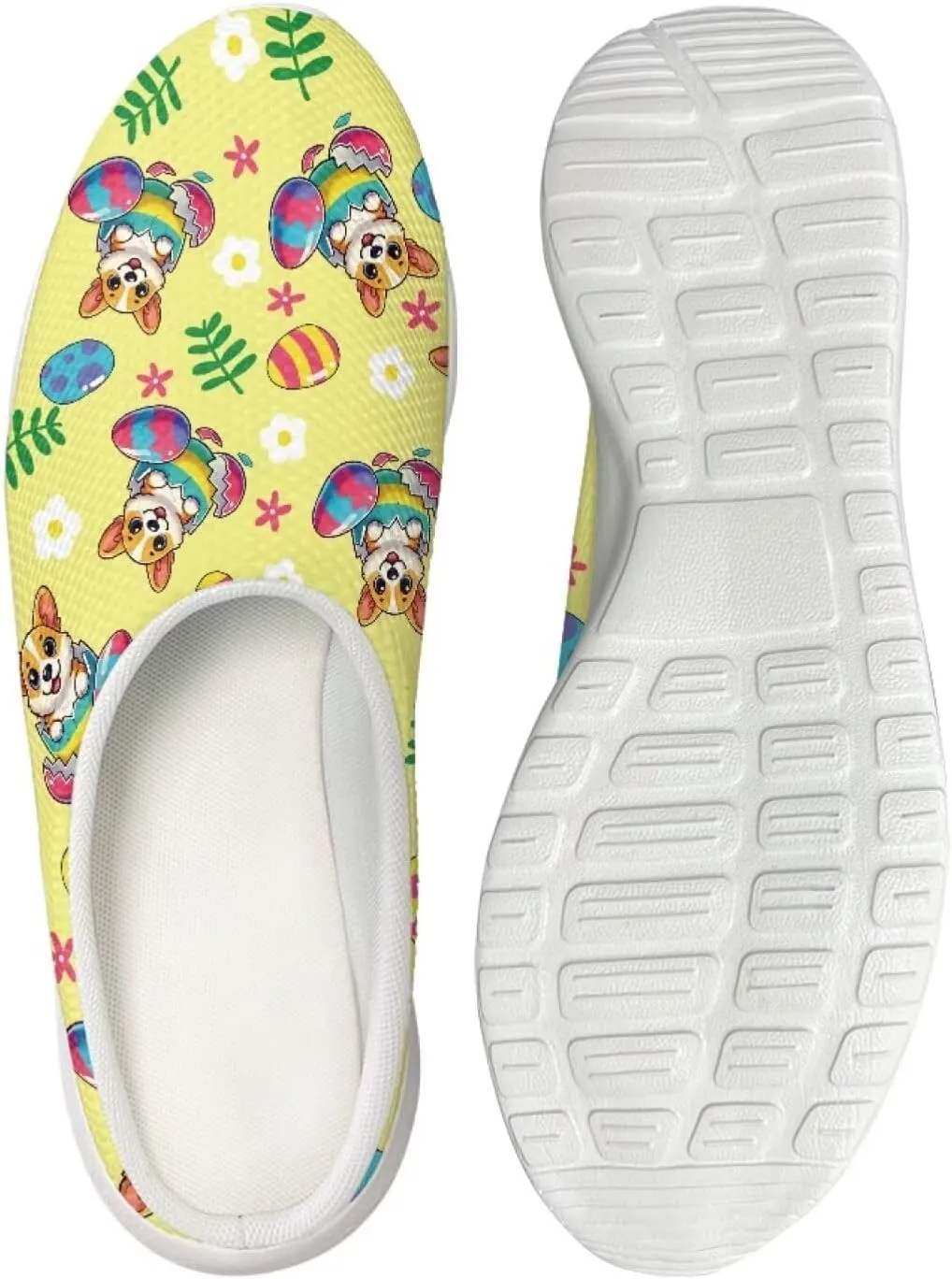 Coloranimal Cute Animal Floral Pattern Pull On Slippers for Women Beach Flat Shoes