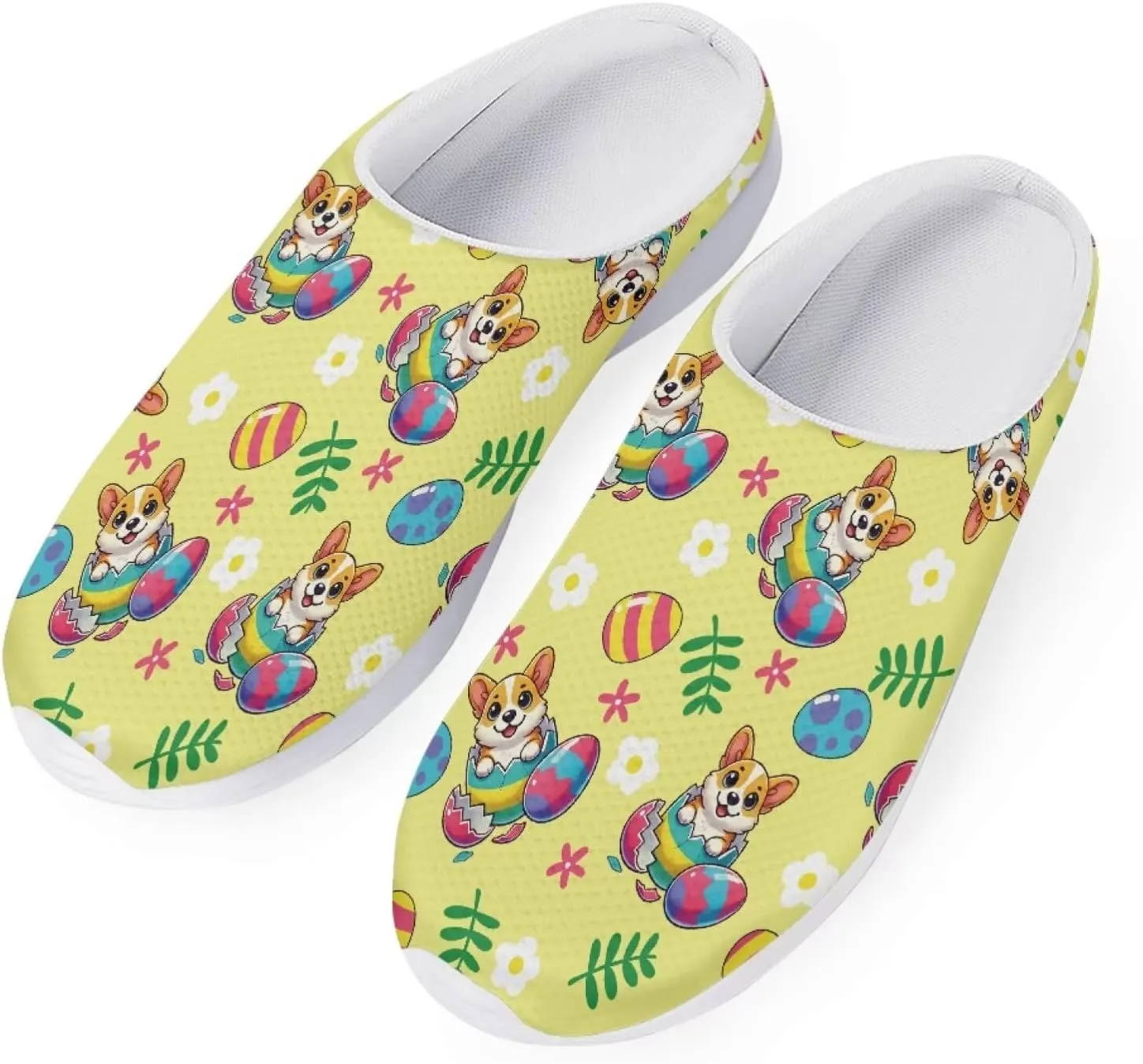 Coloranimal Cute Animal Floral Pattern Pull On Slippers for Women Beach Flat Shoes