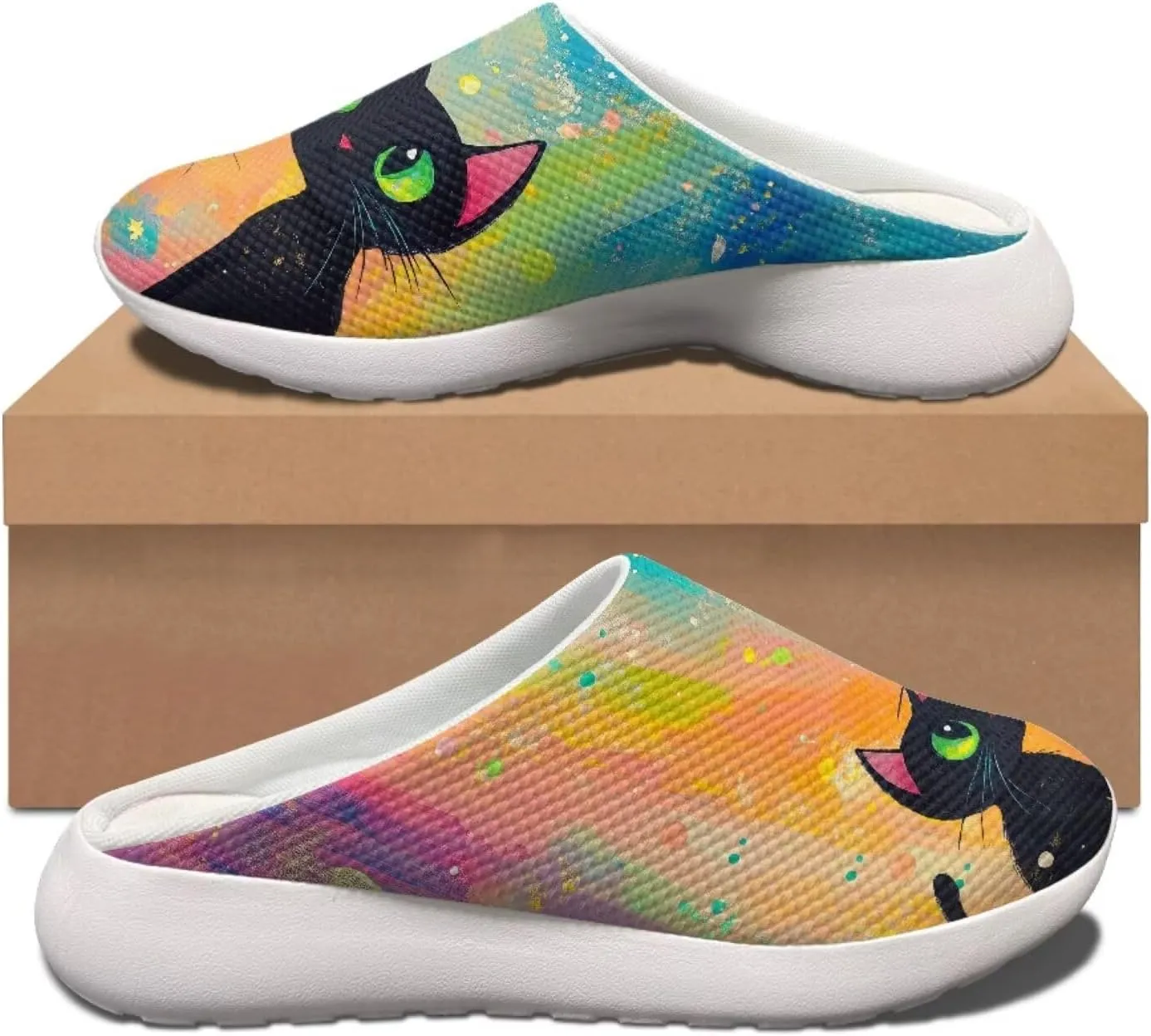 Coloranimal Cute Animal Floral Pattern Pull On Slippers for Women Beach Flat Shoes