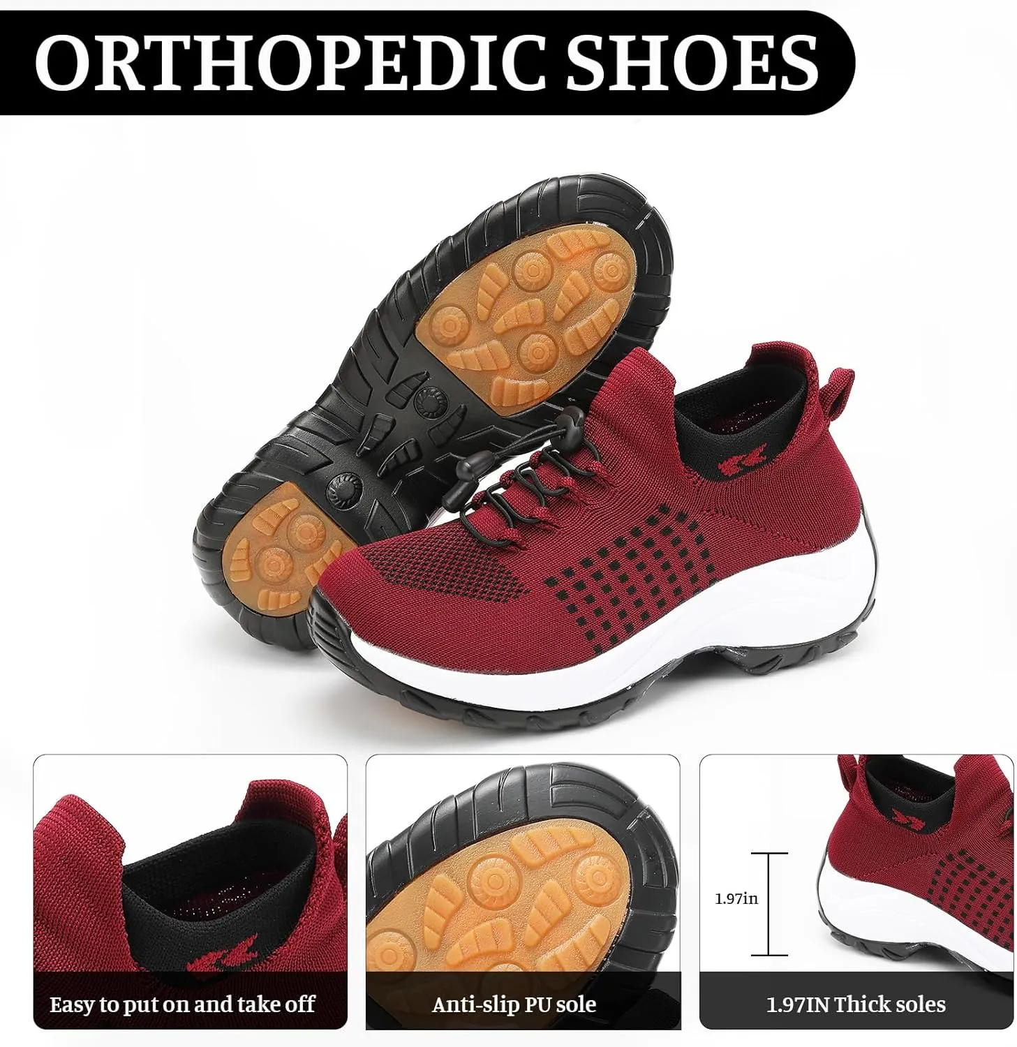Comfort Wear Orthowear Shoes for Women, Fashion Comfortwear Ortho Shoes for Women Plantar Fasciitis Comfortable Air Cushion Ortho Breathable Stretch Cushion