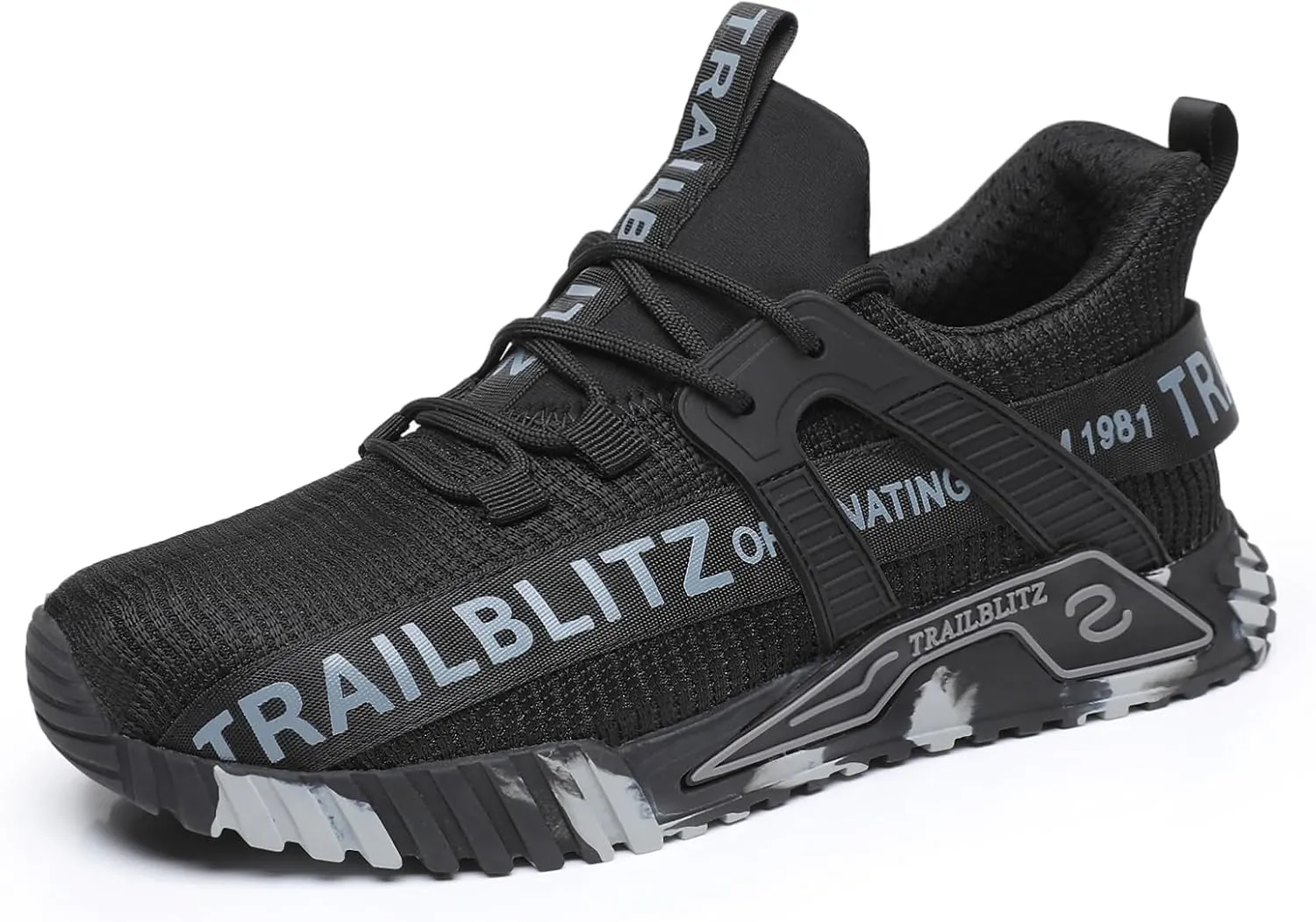 Composite Steel Toe Shoes for Men Work Safety Sneakers Non Slip Comfortable Lightweight Breathable Mens Hard Toe Industrial Construction Tennis Slip On Footwear