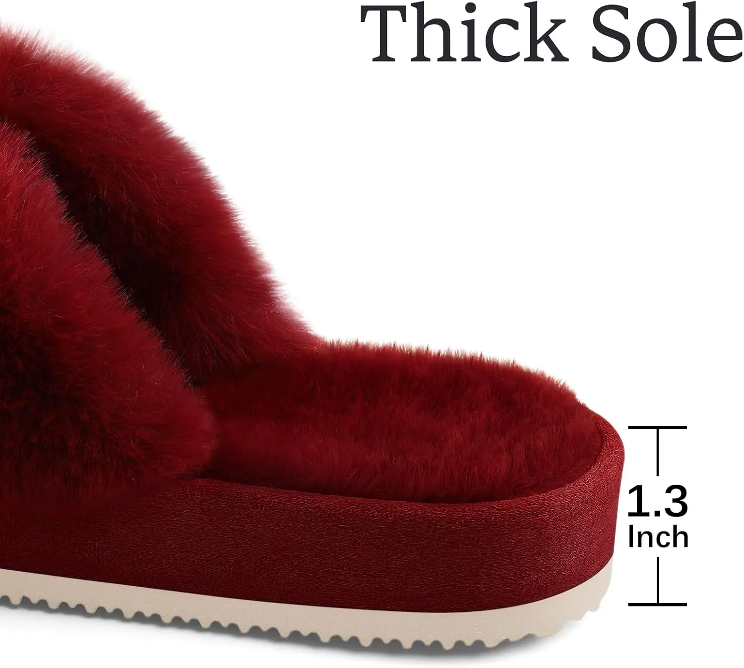 Comwarm Women's Cross Band Fuzzy Slippers Fluffy Open Toe House Slippers Cozy Plush Bedroom Shoes Indoor Outdoor