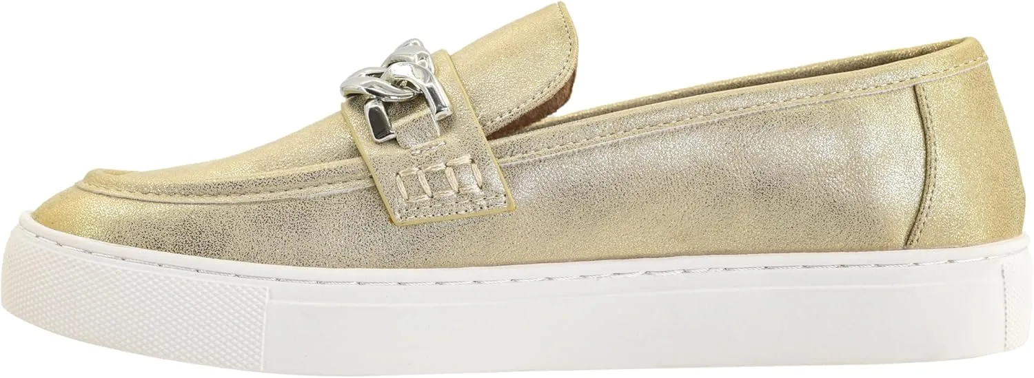 Corkys Footwear Women's Chain Reaction Slip on Fashion Sneaker - Featuring a Chain Detail on The Upper, A Moc Toe, and A Comfortable Insole for All Day Wear - Raffia, Size 11