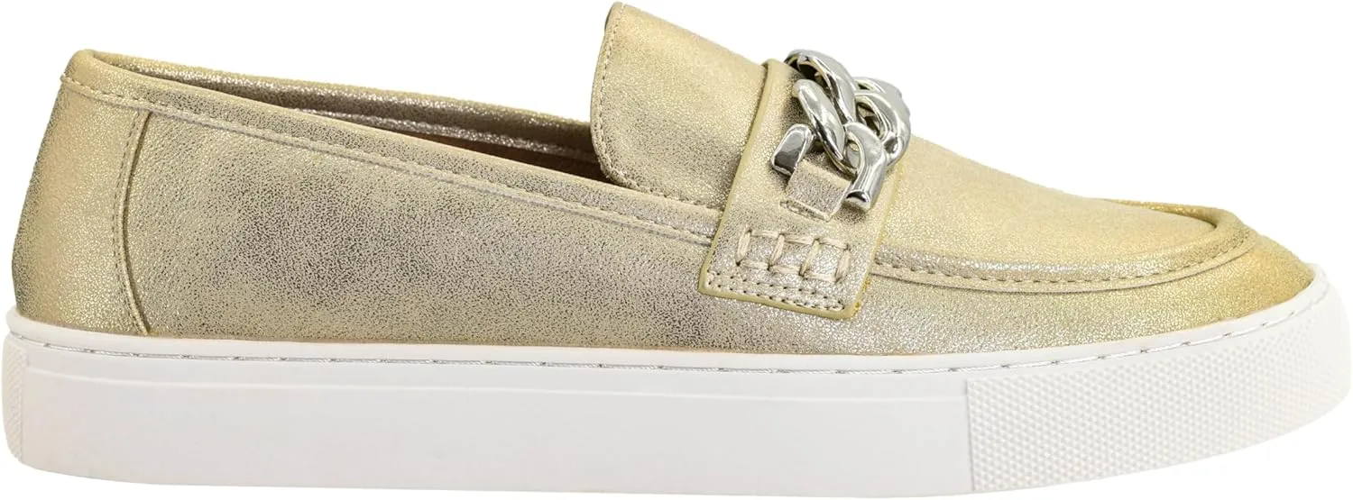 Corkys Footwear Women's Chain Reaction Slip on Fashion Sneaker - Featuring a Chain Detail on The Upper, A Moc Toe, and A Comfortable Insole for All Day Wear - Raffia, Size 11